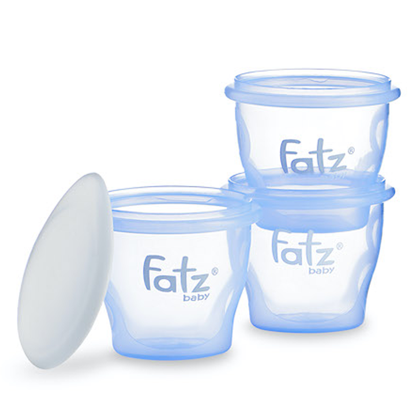 Cốc trữ thức ăn dặm 85ml Fatzbaby FB0010N Màu xanh (Bộ 3 cốc)
